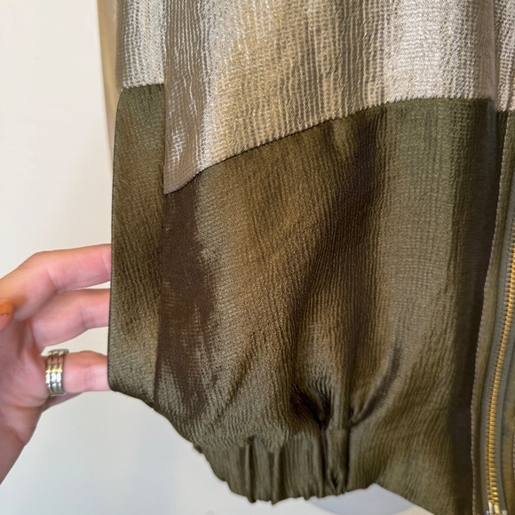 ZARA | Jewel Tone Color Block Satin Sheen Zip Up Hooded Coat Bomber Jacket - Picture 11 of 16